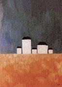 Kasimir Malevich Five house Landscape painting